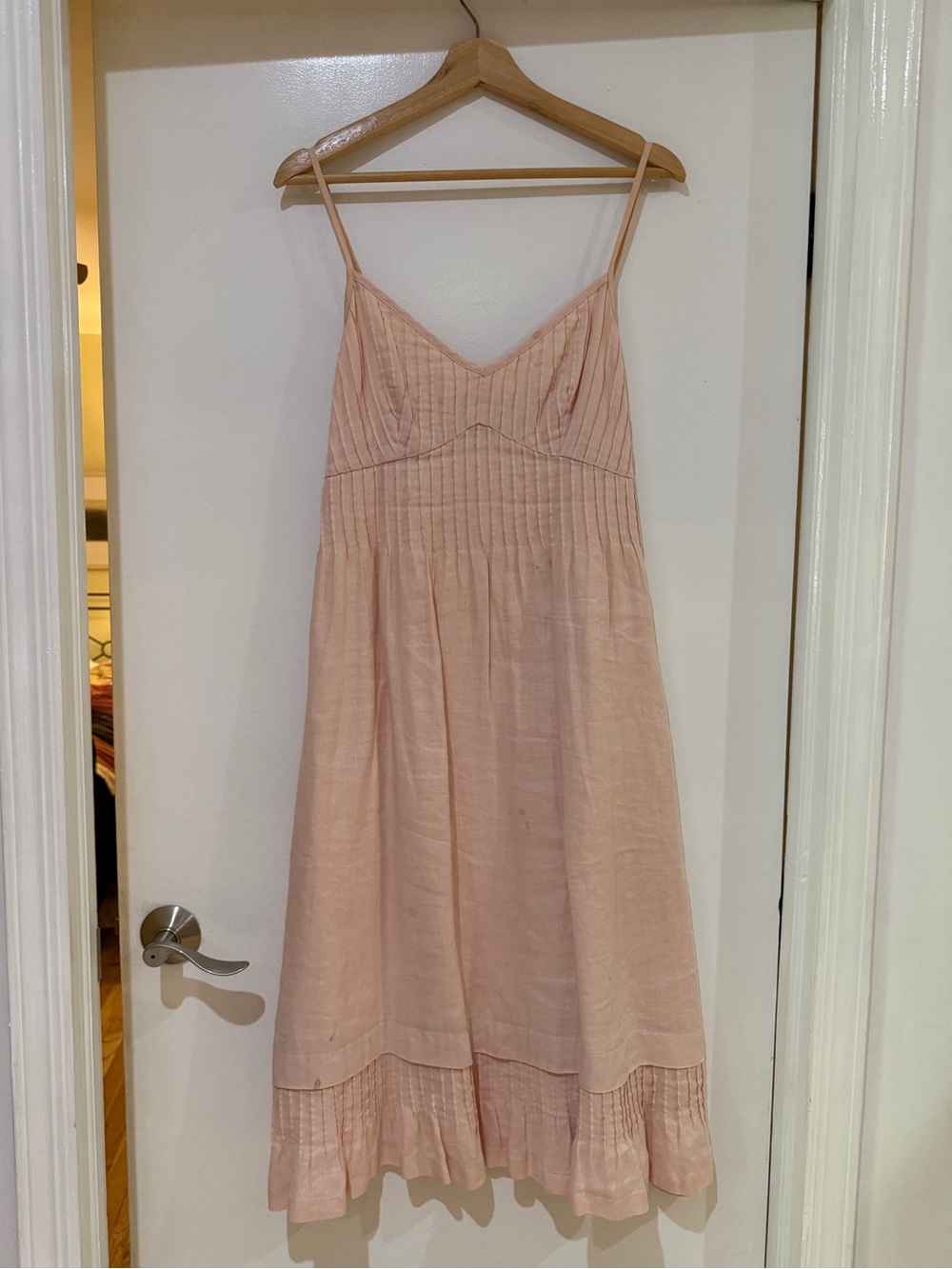 Garnet Hill Pale Peach Spaghetti‑Strap Midi Dress